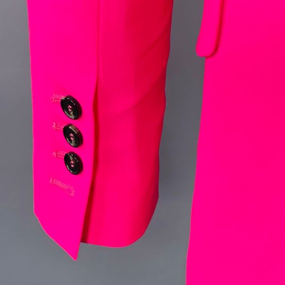 MSGM Size 2 Pink Wool Blend Peak Lapel Single Button Jacket Blazer - Picture 4 of 11